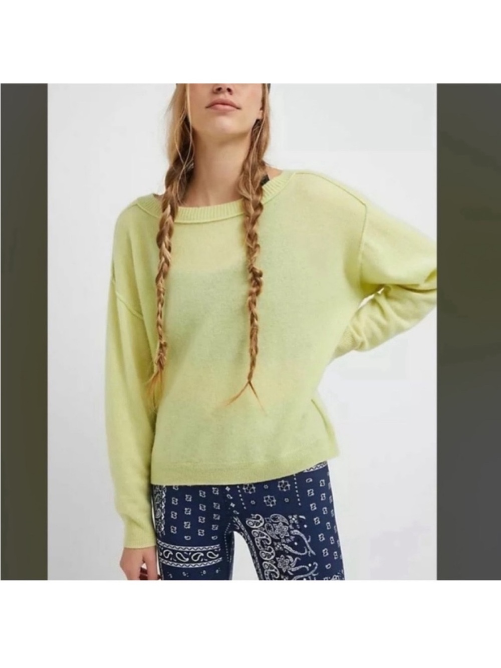 Nwt cashmere Light Yellow Crewneck Women's Sweater - Classic Relaxed Fit